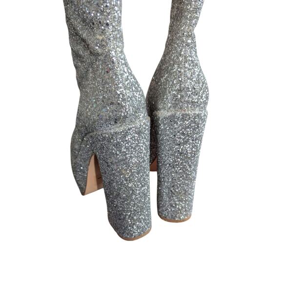 Lemon Drop Silver Glitter Platform Boots Sabrina Carpenter Go Go Boots Party NYE - Picture 7 of 10